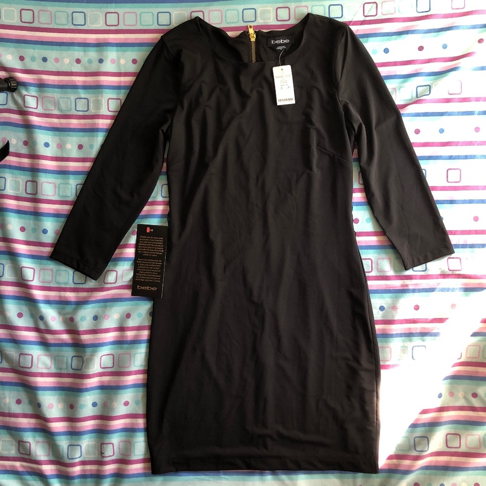 Bebe black long sleeve bodycon mini dress